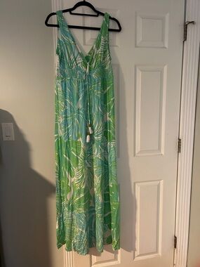 Lilly Pulitzer Green and Aqua Palm-Print Maxi Dress